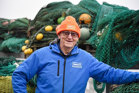 Sixten Söderberg in front of traditional nets.