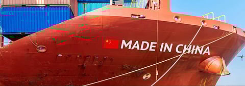 Trade war , Made in China smart logistic concept. Shipping Cargo ship business Container import and export company for Logistics and Transportation. Factory move from china.