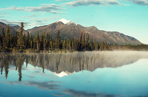 Serenity lake in tundra on Alaska