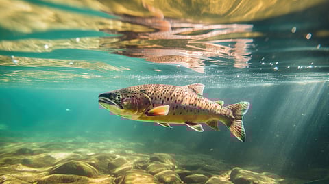 Salmon fish swimming. Photo by: Adobe Stock.