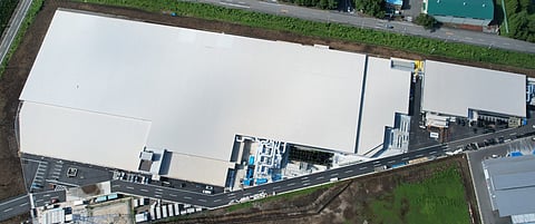 Aerial view of Proximar Seafood's land-based production facility in Oyama, Japan, after completion of construction in August 2023. Photo: Proximar Seafood.