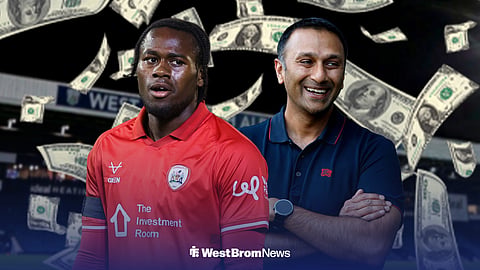 Ex-West Brom star Reyes Cleary in action for Barnsley while standing next to a happy Paraag Marathe outside The Hawthorns.