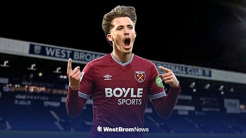 West Brom star Isaac Price in a West Ham shirt.