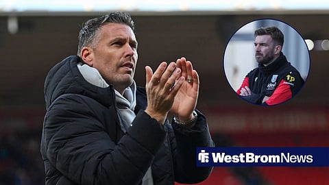 Rob Edwards applauding, with James Morrison in a circular frame inset