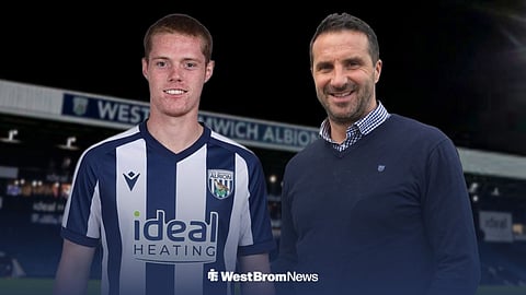 Carter Pinnington in a West Brom shirt, Ian Pearce alongside him.