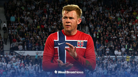 West Brom's Aune Heggebo in a Norway shirt