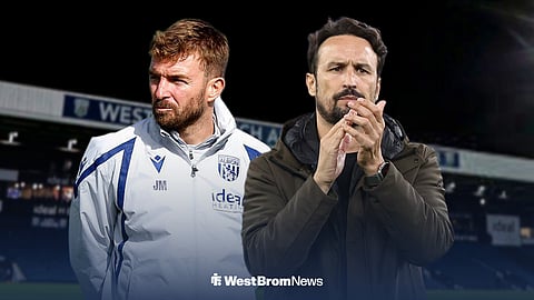 James Morrison in West Brom training top and Wolves FC head coach Cesar Peixoto ahead of the Molineux Stadium.