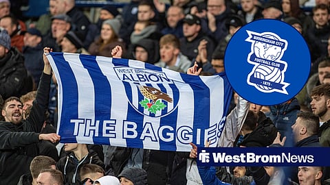 West Brom fans and Birmingham City badge in inset