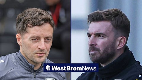 Split image of Ryan Mason and West Brom manager James Morrison