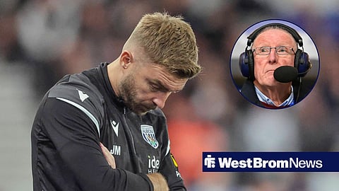 Main image of West Brom manager James Morrison and Tony Brown's face in a circular inset on the right
