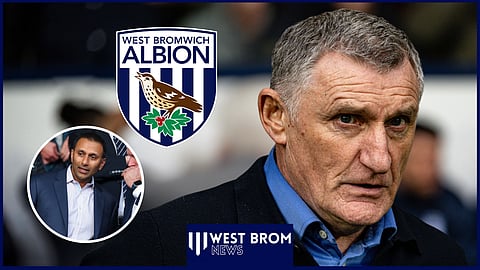 Shilen Patel reacts as Tony Mowbray announced at West Brom. Credit: Imago