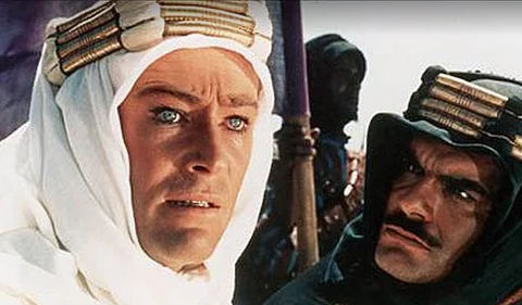 Peter O'Toole and Omar Sharif in Lawrence of Arabia.