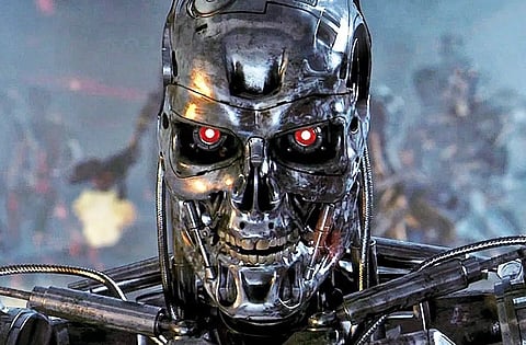 A scene from 1984's Terminator movie, starring Arnold Schwarzenegger.
