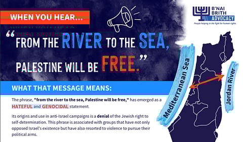 Top half of one-page sheet condemning "From the river to the sea, Palestine will be free" slogan.