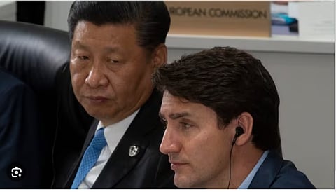 Chinese President Xi Jing Ping (left), Canadian Prime Minister Justin Trudeau