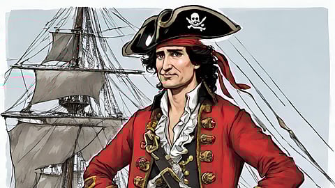 Prime Minister Justin Trudeau as an oil raiding petro-pirate buccaneer