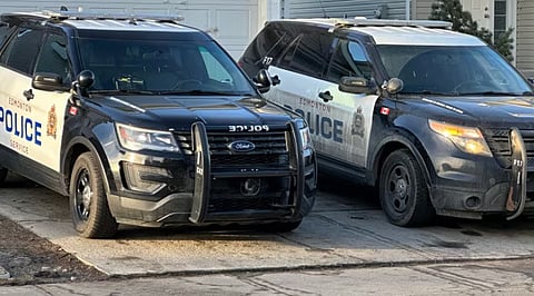 Edmonton police at the scene of fatal dog attack