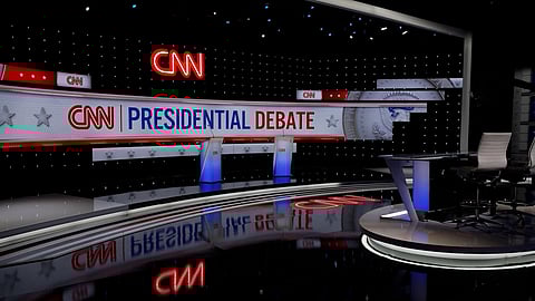 Set of first presidential debate in CNN studios