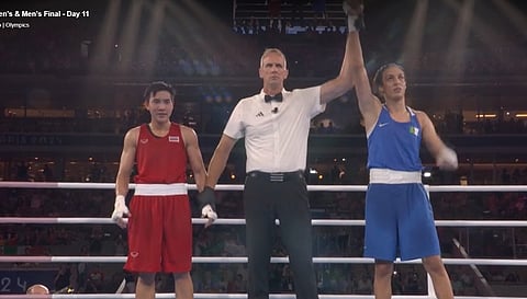 Imane Khelif of Algeria beat Thailand’s Janjaem Suwannapheng in women's 66-kg boxing semifinals