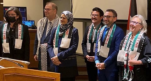 NDP MP Niki Ashton, Liberal MP Salma Zahid, Green Leader Elizabeth May, and Liberal MP Omar Alghabra attended a November 29, 2023, event hosted by Zahid. Another guest at a Palestinian "solidarity" event held on Parliament Hill, Montreal's Mahmoud Khalil, allegedly made controversial comments online about the Holocaust and publicly praised a Palestinian terrorist
group leader.