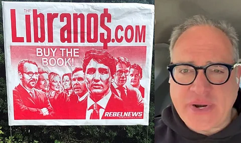 Rebel News Commander Ezra Levant, Librano$ lawn sign