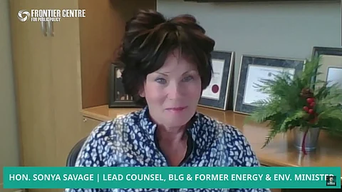 Sonya Savage shared her perspective on Canadian energy on the Leaders on the Frontier YouTube podcast by the Frontier Centre for Public Policy