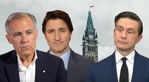 Mark Carney, Justin Trudeau, and Pierre Poilievre