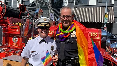 Los Angeles Fire Department Chief Kristen Crowley at pride event in 2022
