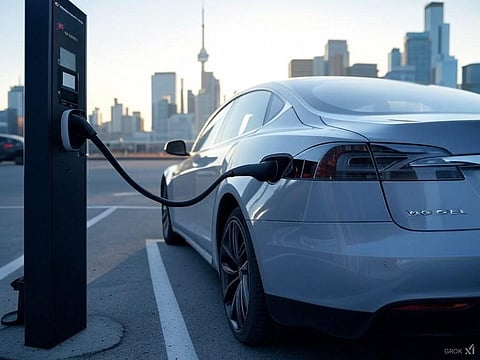 A rendering of an electric car