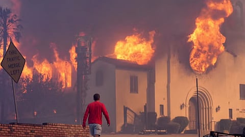 A building burns in Altadena, California