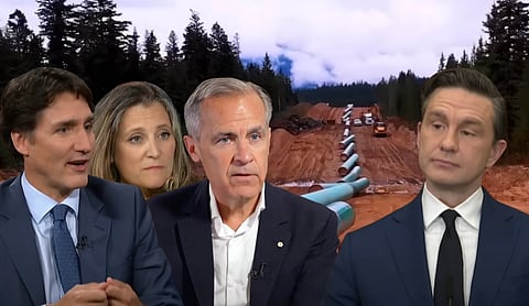 Justin Trudeau, Chrystia Freeland, Mark Carney, and Pierre Poilievre