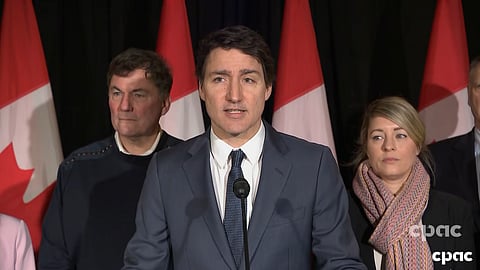 Prime Minister Justin Trudeau, Foreign Affair Minister Mélanie Joly and Finance Minister Dominic LeBlanc