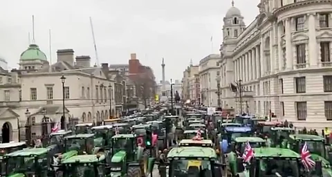 Farmers protest in London, UK.