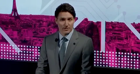 Canadian Prime Minister Justin Trudeau at the Paris AI summit