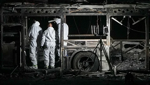 A burned out bus in Israel
