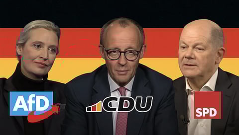 Alice Weidel, Freidrich Merz, and Olaf Scholz