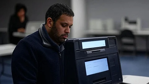 A rendering of an electronic vote tabulator