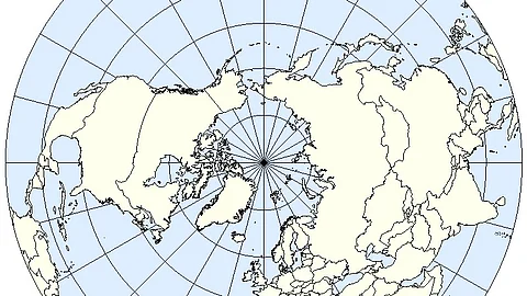 How the world looks from directly over the North Pole. (The Lambert Azimuthal projection.) Canada has virtually no commercial or military presence in the Arctic.Writer James Albers says it shouldn't be hard to see why President Trump sees a vulnerability for the US, in Canada's lack of northern interest