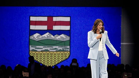 Alberta Premier Danielle Smith at the UCP leadership gala in Edmonton