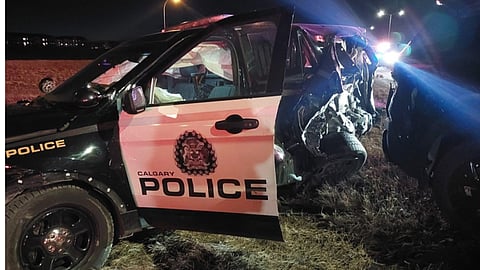 Calgary police officer injured after alleged impaired driver crashes into patrol car