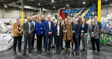Minister Rebecca Schulz and beverage recycling leaders celebrate the top recycling system in Canada