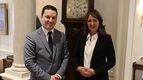 Minister Simon Jolin-Barrette and Alberta Danielle Smith in Quebec