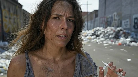 A rendering of a drug addict