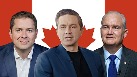 Conservative leaders Andrew Scheer, Pierre Poilievre and Erin O'Toole