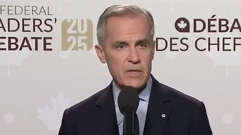 Liberal candidate Mark Carney at last night's French-language leadership debate