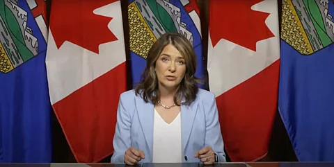 Alberta Premier Danielle Smith speaks to Albertans on Monday, May 5, 2025