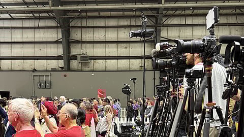 Media at Mark Carney's rally in Surrey, BC