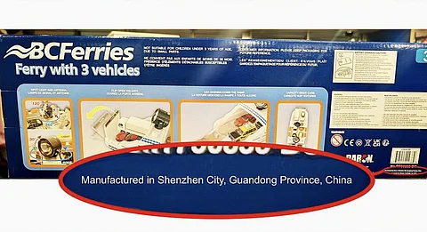 BC Ferries toy made in China