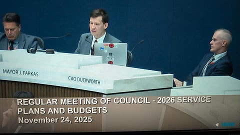 Calgary Mayor Jeromy Farkas oversees budget deliberations