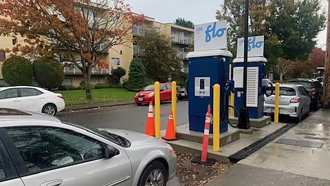 Electric car chargers newly installed on a Victoria street.